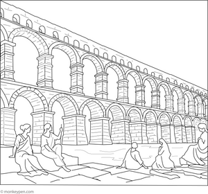 Roman Aqueducts Coloring Page