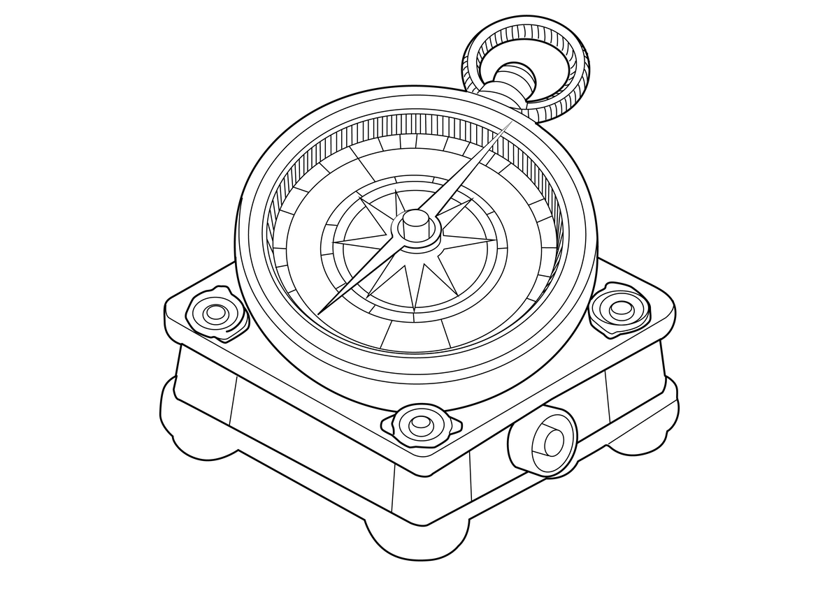 Chinese Compass Free Coloring Page Printable PDF