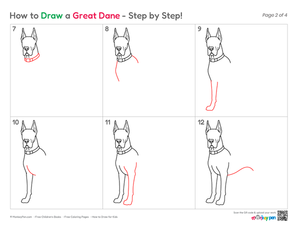 How to Draw a Great Dane – Easy Step-by-Step Dog Drawing for Kids