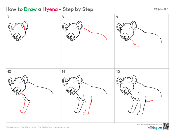 How to Draw a Hyena – Simple Step-by-Step Wild Animal Drawing for Kids