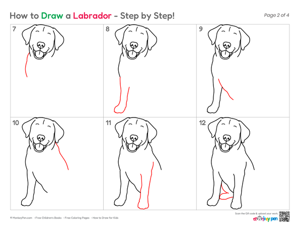 Adorable Labrador puppy drawing for kids.