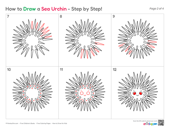 How to Draw a Sea Urchin – Simple Step-by-Step Ocean Creature Drawing for Kids