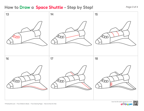How to Draw a Space Shuttle – Easy Step-by-Step Spacecraft Drawing for Kids