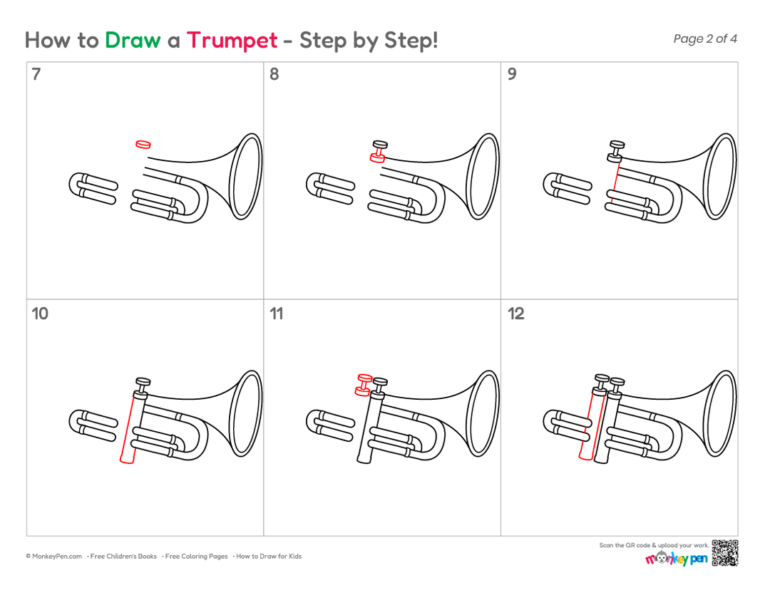 How to Draw a Trumpet – Easy Step-by-Step Musical Instrument Drawing f