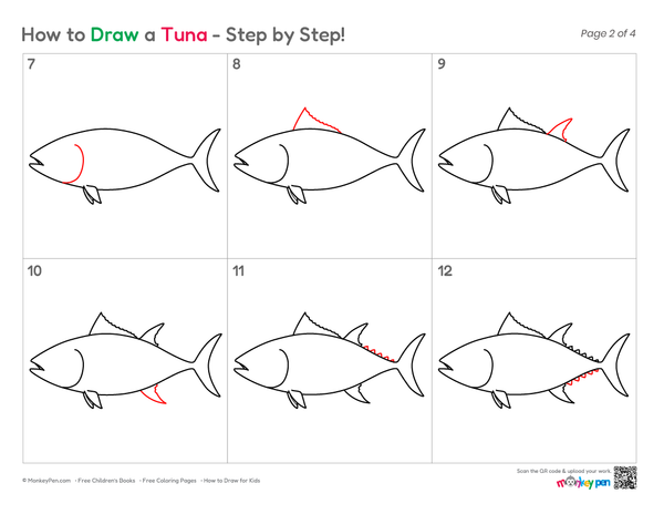 How to Draw a Tuna – Simple Step-by-Step Fish Drawing for Kids