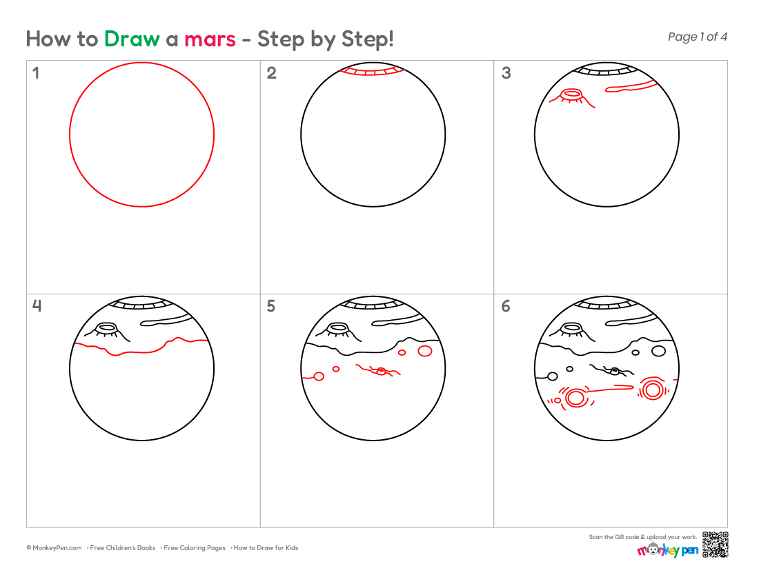 Mars Easy Model How to Draw Mars – Easy Step-by-Step Planet Drawing for Kids