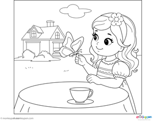 Butterfly Sitting on Hand Coloring Page – fun and educational printable for children