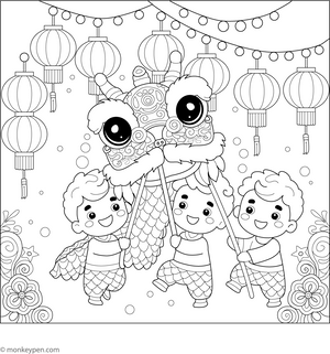 Dragon Dance Coloring Page