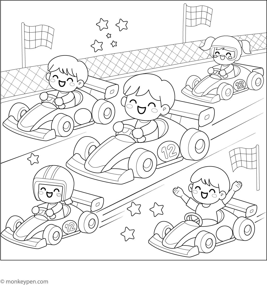 Motor Racing Coloring Page – Exciting Printable for Kids