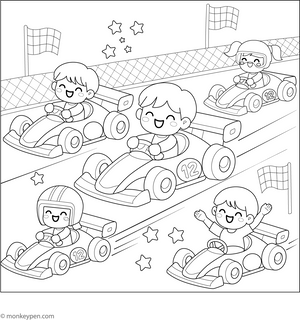 Motor Racing Coloring Page