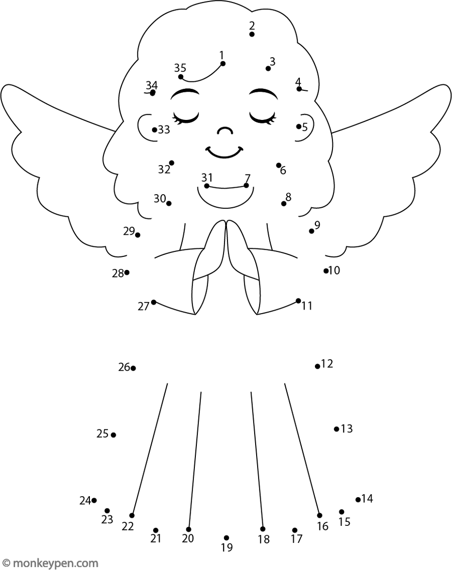Angel – Free Printable Dot-to-Dot Worksheet for Kids