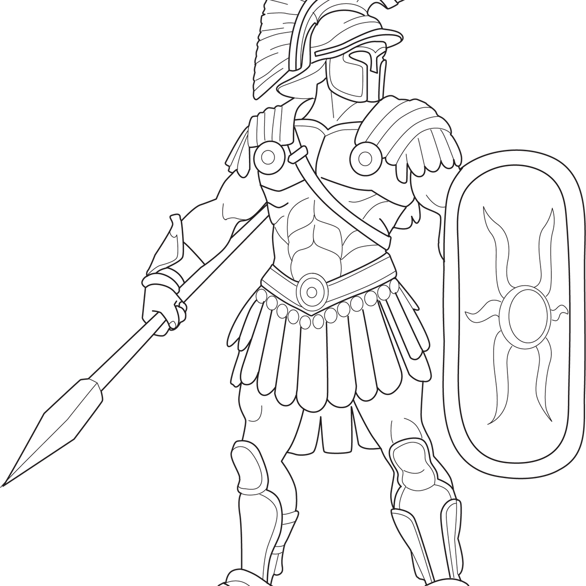 Roman Gladiator Coloring Page – Free Printable for Kids
