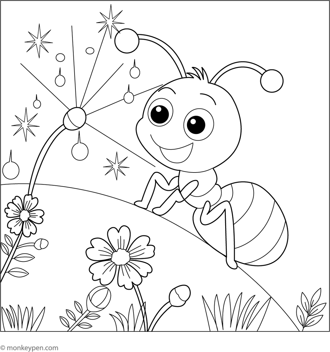 Colour Less Ant Ant Coloring Book – Fun Activity Pages for Children