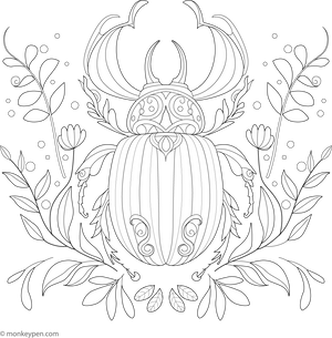 Fantasy Beetle Colouring Page – free printable for kids to color and enjoy