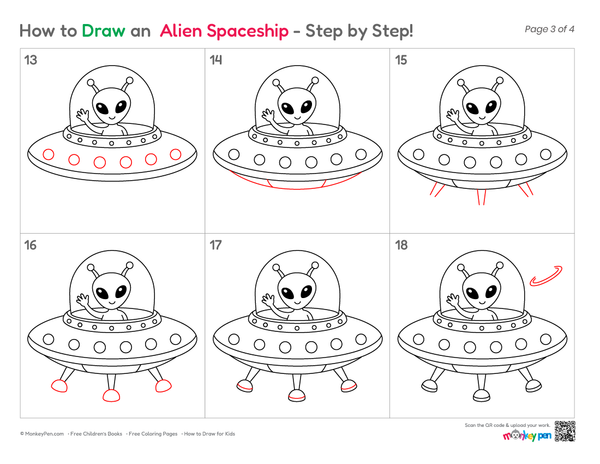 Cute alien spaceship illustration for kids