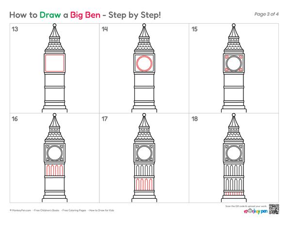 How to Draw Big Ben – Easy Step-by-Step Landmark Drawing for Kids