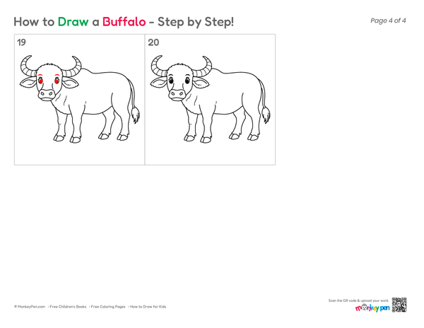 Easy-to-draw Buffalo sketch for kids