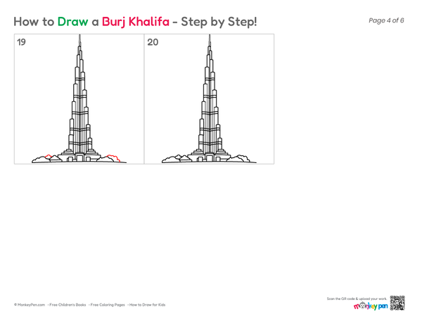 How to Draw the Burj Khalifa – Step-by-Step Landmark Drawing for Kids