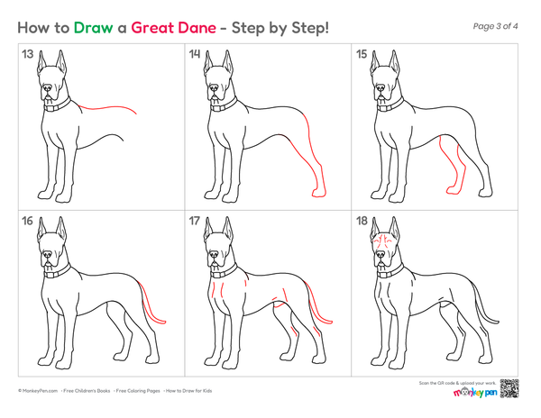 How to Draw a Great Dane – Easy Step-by-Step Dog Drawing for Kids