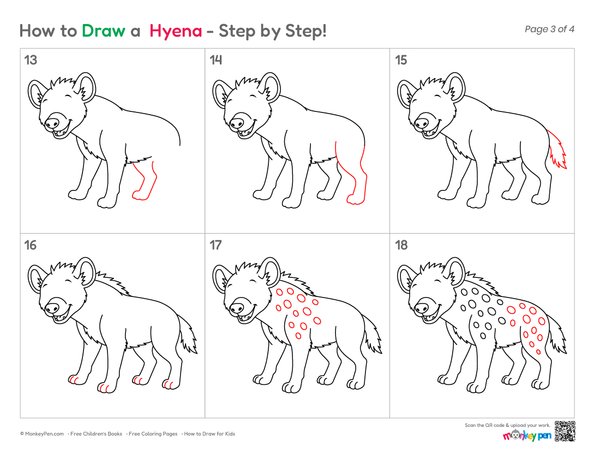 How to Draw a Hyena – Simple Step-by-Step Wild Animal Drawing for Kids
