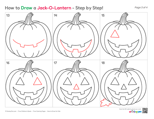 How to Draw a Jack O'Lantern – Simple Step-by-Step Halloween Drawing for Kids