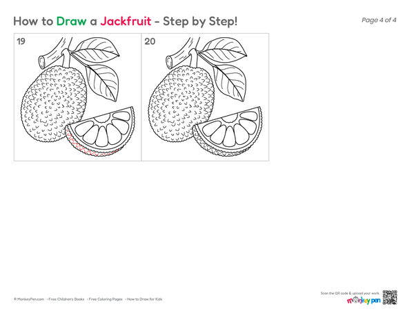How to Draw a Jackfruit – Simple Step-by-Step Fruit Drawing for Kids