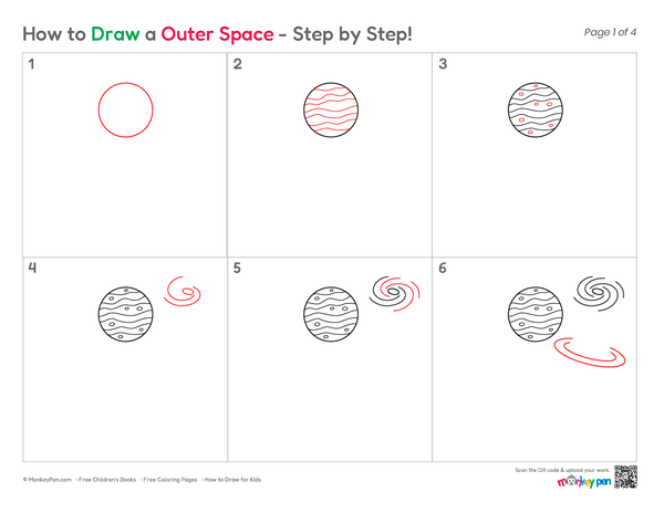 Easy outer space illustration for kids