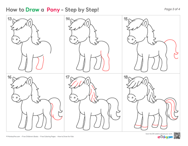 Cute pony sketch for kids