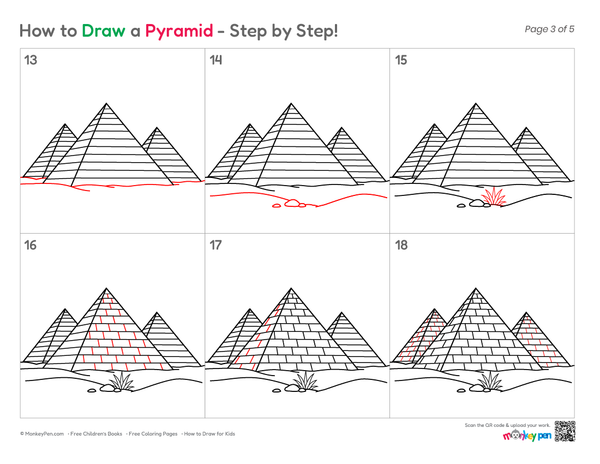 How to Draw a Pyramid – Easy Step-by-Step Landmark Drawing for Kids