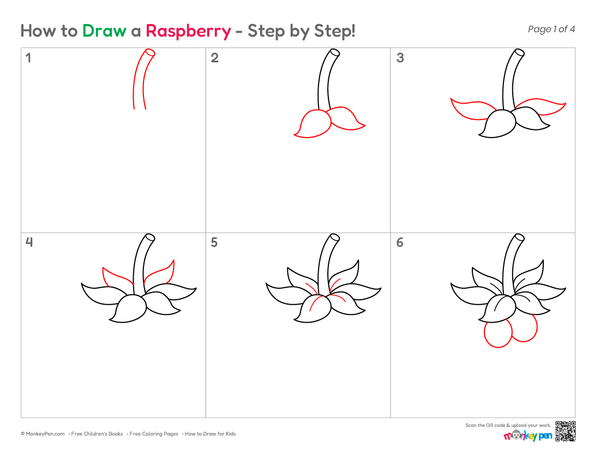 How to Draw a Raspberry – Simple Step-by-Step Fruit Drawing for Kids