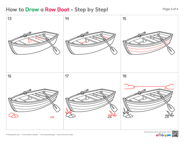 Easy row boat illustration for children