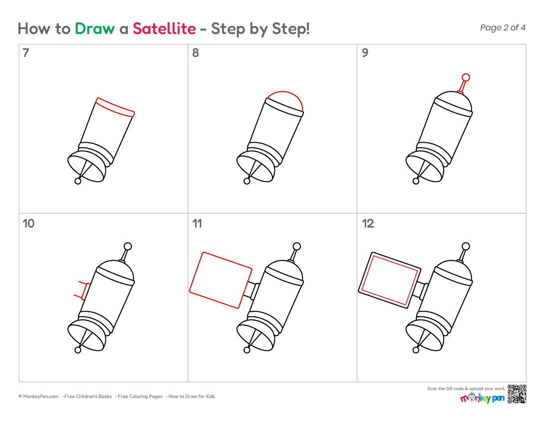 How to Draw a Satellite – Simple Step-by-Step Space Drawing for Kids