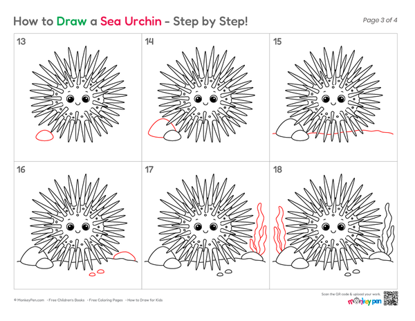 How to Draw a Sea Urchin – Simple Step-by-Step Ocean Creature Drawing for Kids