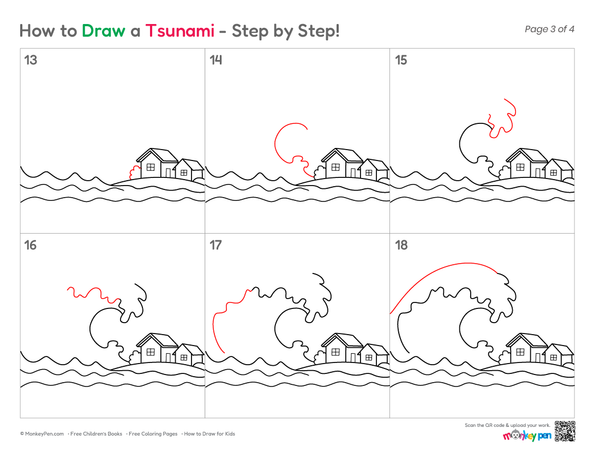 How to Draw a Tsunami – Step-by-Step Ocean Wave Drawing for Kids