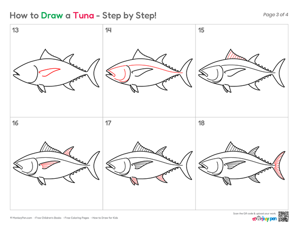 How to Draw a Tuna – Simple Step-by-Step Fish Drawing for Kids