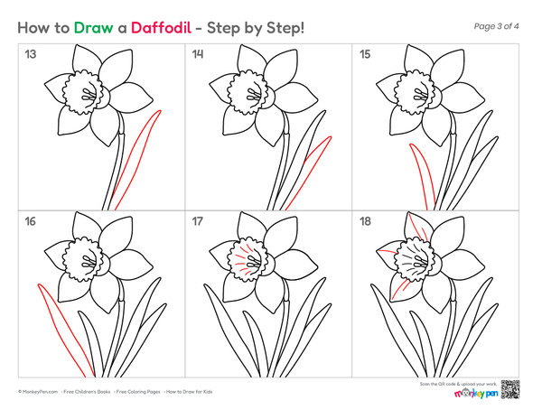 How to Draw Daffodils – Easy Step-by-Step Flower Drawing for Kids