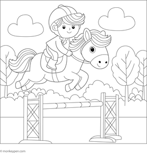 Horse Riding Coloring Page