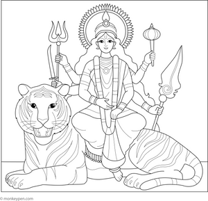 Lord Durga Coloring Page