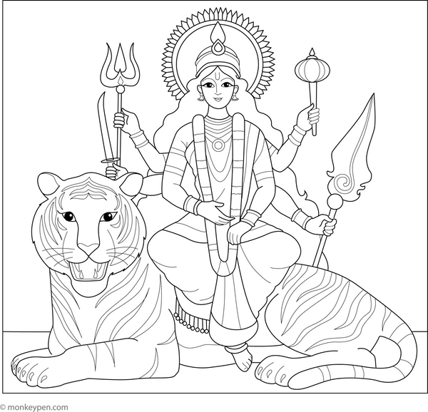 Lord Durga Coloring Page