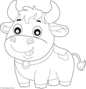Cartoon Bull with a Big Smile coloring page – free printable for kids to color and enjoy