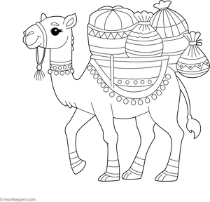 Camel Carrying Goods coloring page – free printable for kids to color and enjoy