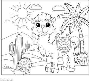 Cartoon Camel coloring page – free printable for kids to color and enjoy