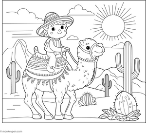 Camel with a Rider coloring page – free printable for kids to color and enjoy