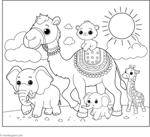 Camel and the Caravan coloring page – free printable for kids to color and enjoy