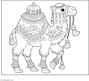 Festive Camel in a Parade coloring page – free printable for kids to color and enjoy