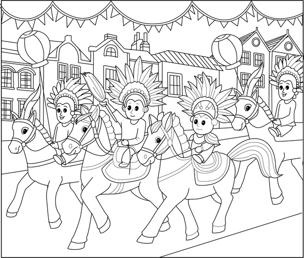 Carnivals Parade coloring page – transportation-themed printable for kids