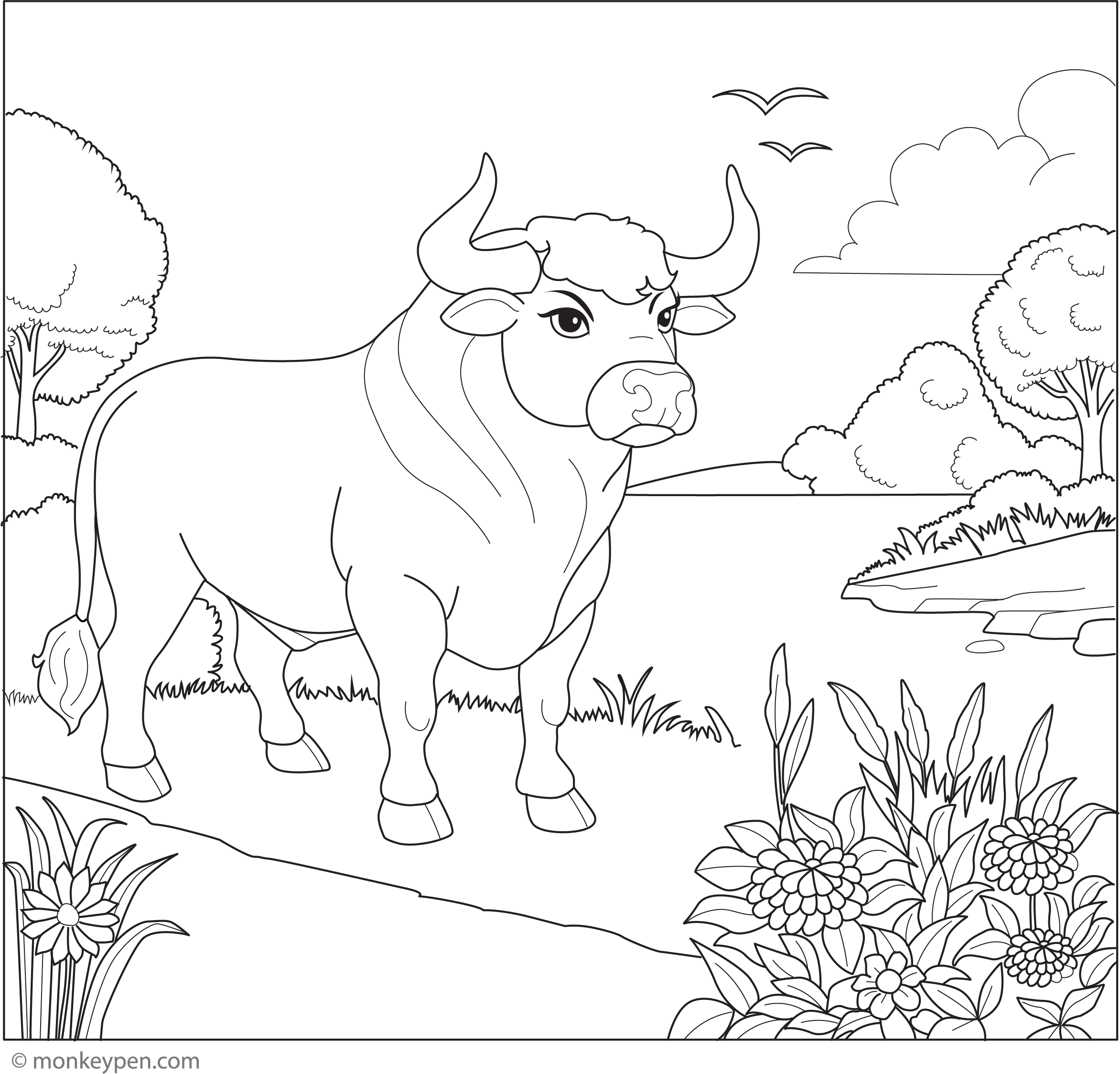Bulls Coloring Pages – Free Printable for Kids