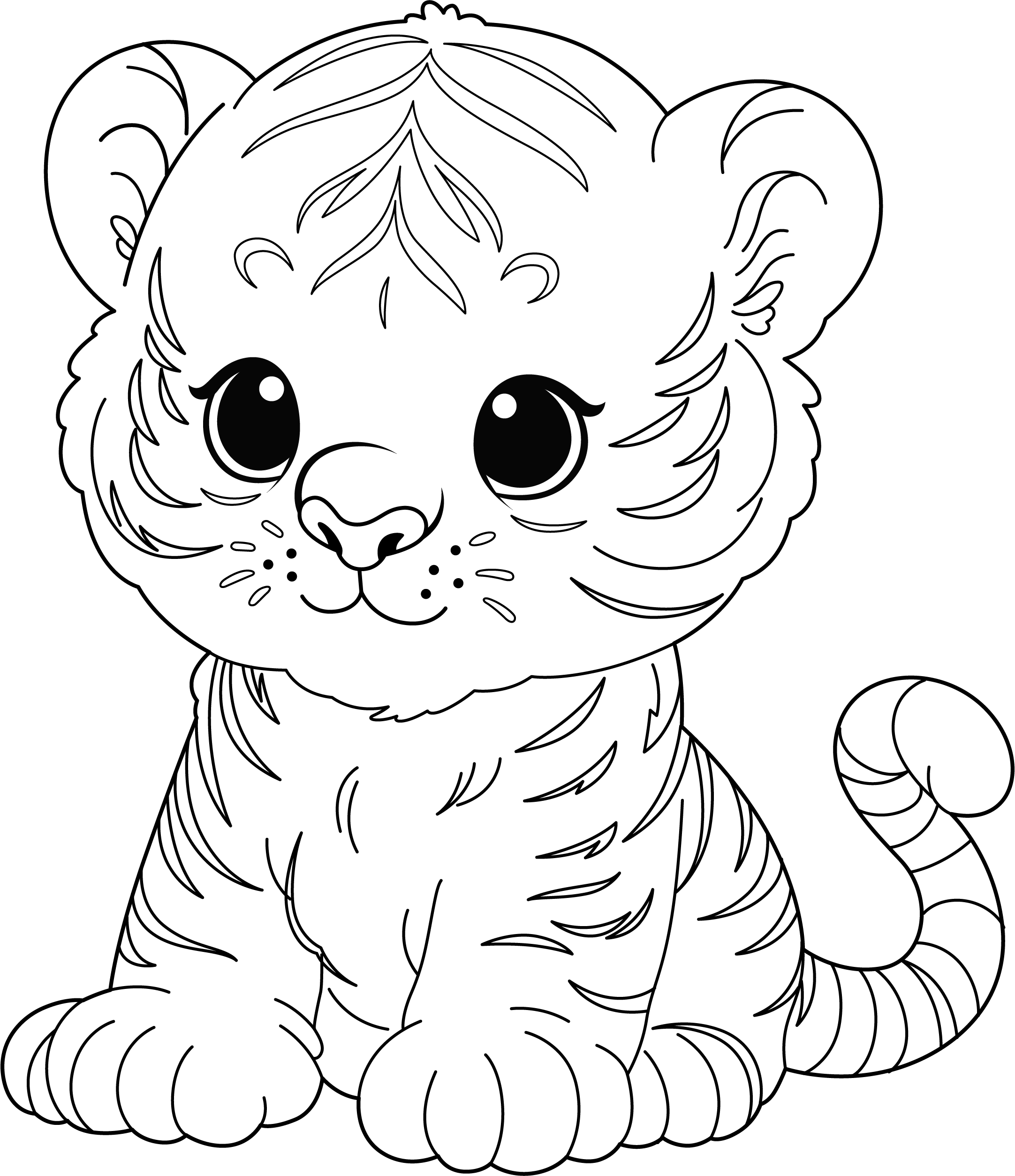 Cute Tiger Coloring Pages For Kids Cute And Fierce Tiger Coloring
