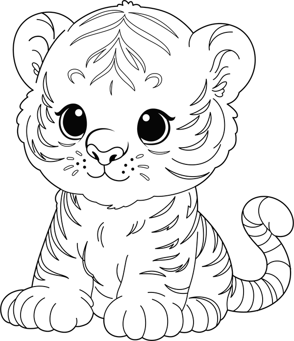 Baby Animal Tiger Cub coloring page – printable animal drawing for children