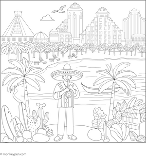 Cancun Beaches coloring page – free printable for kids to color and enjoy